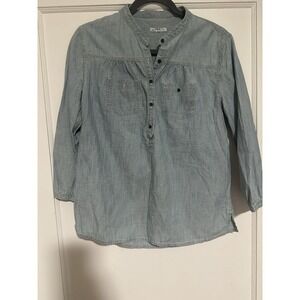 Gap 1969 Utility Denim Shirt Women's Small Button Up Long Sleeve Lightweight